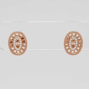 Hermes 18k Rose Gold And Diamond Chaine D'Ancre Divine Stud Earrings